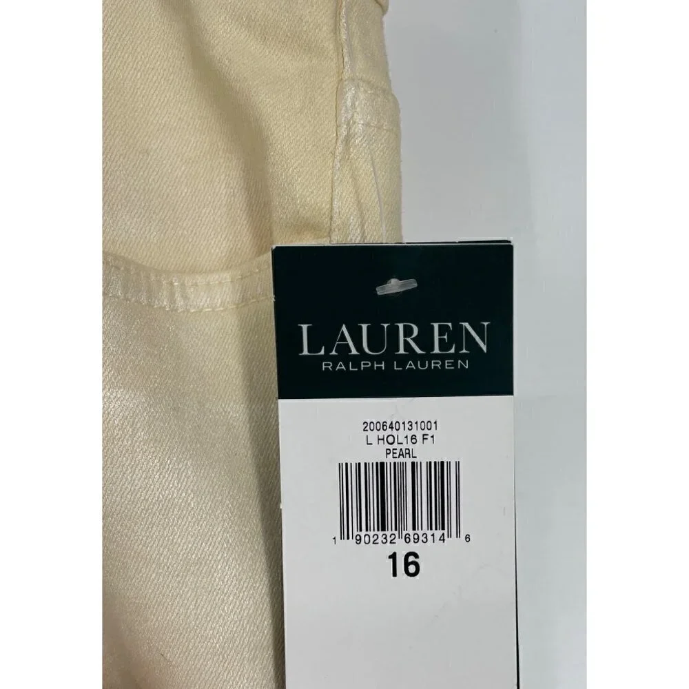 NWT Ralph Lauren High Waisted Bootcut Jeans in Pearl Gold 16‎